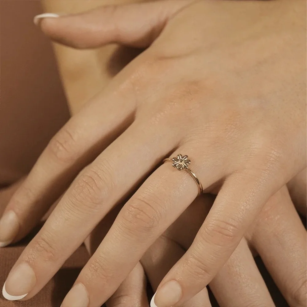 NEW Sterling Forever 14K Gold Plated Flower Ring Size 6